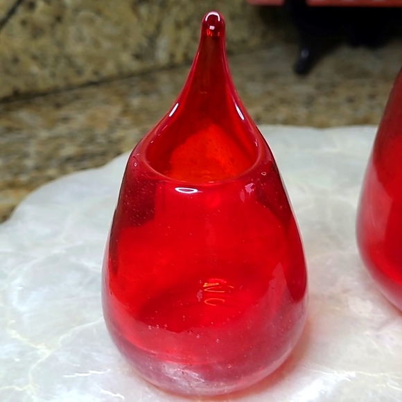 Blenko Red Ruby Teardrop Set - Picture 2 of 5